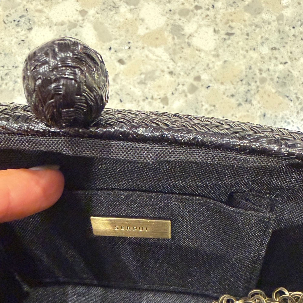 Serpui Mia Flower Bun Clutch - Black and Cream - Adorable!!! - Picture 9 of 10